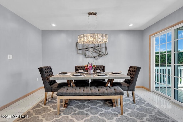 17 W Coral Dr, Brick, NJ 08723 - dining space featuring a chandelier, light tile patterned floors, and recessed lighting