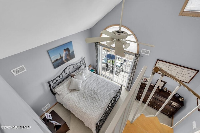 17 W Coral Dr, Brick, NJ 08723 - carpeted bedroom featuring high vaulted ceiling and access to exterior