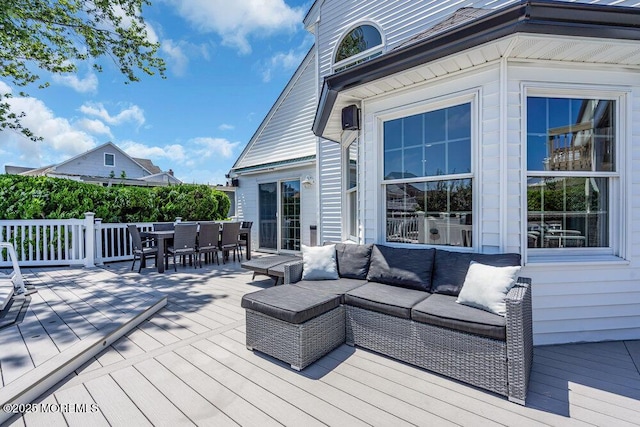 17 W Coral Dr, Brick, NJ 08723 - wooden deck with outdoor dining area and outdoor lounge area