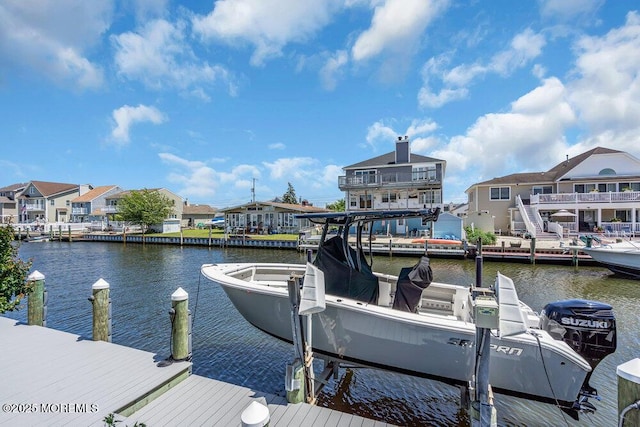 17 W Coral Dr, Brick, NJ 08723 - dock with a water view, boat lift, and a residential view