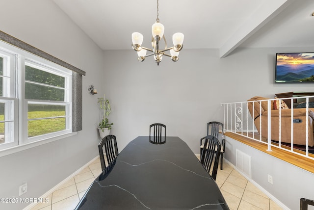 1 Spruce Way, Manalapan, NJ 07726 - tiled dining area featuring a chandelier and baseboards