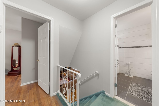 1 Spruce Way, Manalapan, NJ 07726 - stairs featuring wood finished floors and baseboards