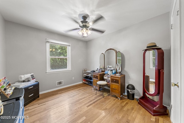 1 Spruce Way, Manalapan, NJ 07726 - office area featuring a ceiling fan and light wood-style flooring