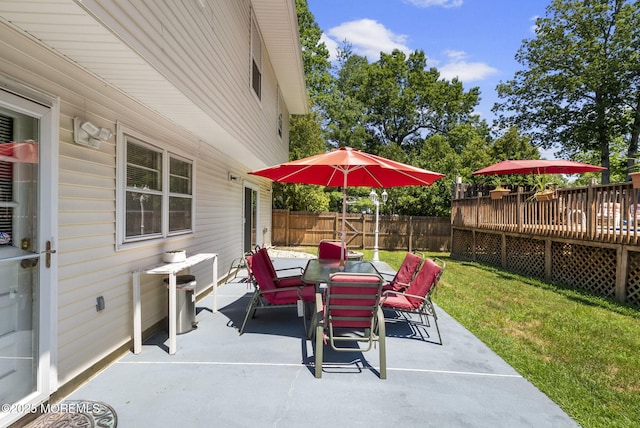 1 Spruce Way, Manalapan, NJ 07726 - view of patio / terrace with outdoor dining space and a wooden deck