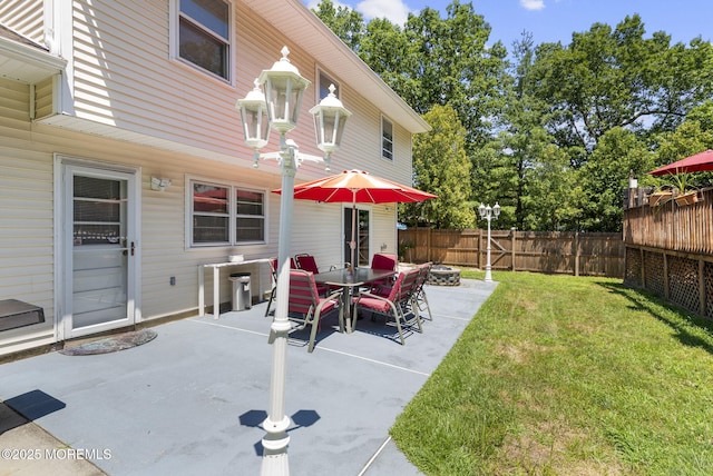 1 Spruce Way, Manalapan, NJ 07726 - fenced backyard featuring a patio area and an outdoor fire pit