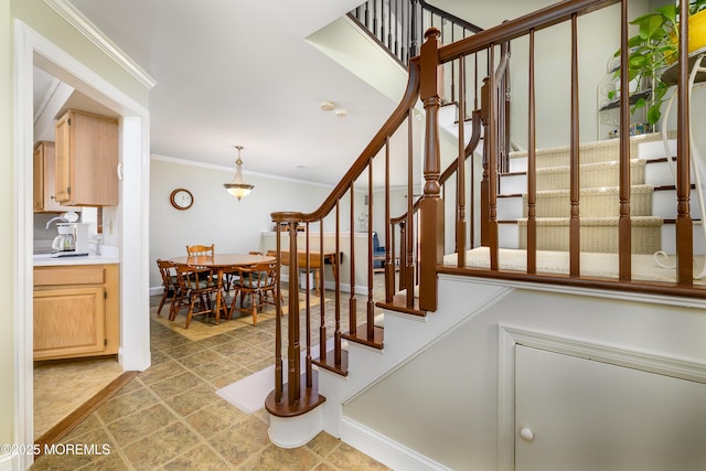 45 Liverpool Ct Unit 10, Freehold, NJ 07728 - staircase with ornamental molding and baseboards