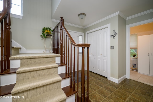 45 Liverpool Ct Unit 10, Freehold, NJ 07728 - foyer entrance with stairway and crown molding