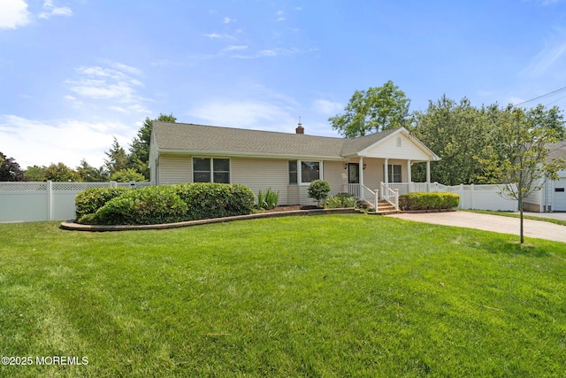 6 Frances Ct, Red Bank, NJ 07701 - ranch-style house with covered porch and a chimney