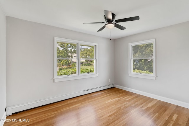 6 Frances Ct, Red Bank, NJ 07701 - unfurnished room featuring baseboard heating, plenty of natural light, wood finished floors, and ceiling fan