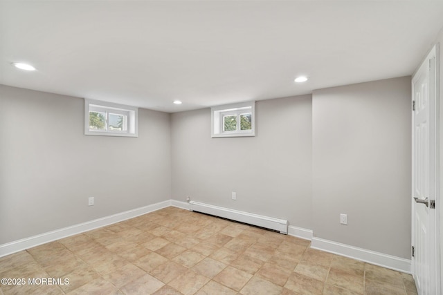6 Frances Ct, Red Bank, NJ 07701 - basement with a baseboard radiator and recessed lighting
