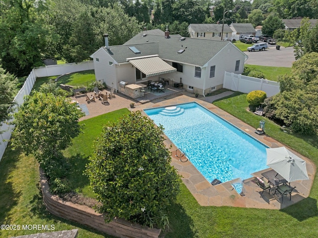 6 Frances Ct, Red Bank, NJ 07701 - view of swimming pool featuring a patio, a fenced backyard, and outdoor dining area