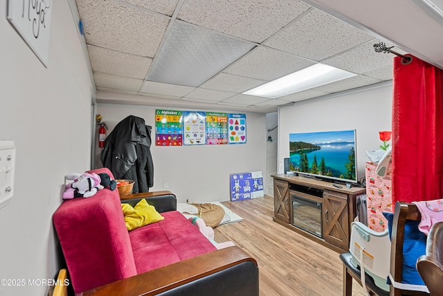 612 Grier Ave, Elizabeth, NJ 07202 - living room featuring wood finished floors and a drop ceiling