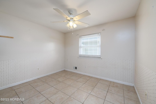 7 Kathy Ct Unit 6204, Brick, NJ 08724 - spare room featuring wallpapered walls, ceiling fan, and light tile patterned floors
