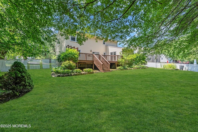 1 Denise Ct, Tinton Falls, NJ 07753 - view of yard featuring a wooden deck and stairway