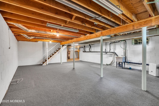 1 Denise Ct, Tinton Falls, NJ 07753 - unfinished below grade area featuring stairway and a sink