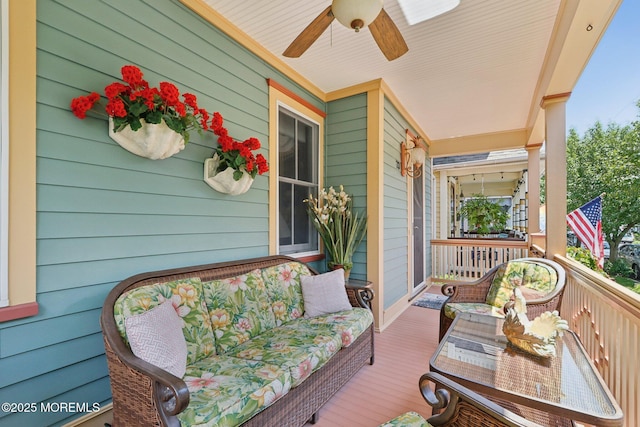 73 Clark Ave, Ocean Grove, NJ 07756 - porch featuring a ceiling fan and an outdoor living space