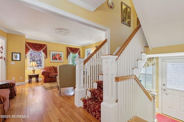 73 Clark Ave, Ocean Grove, NJ 07756 - stairway with wood finished floors and crown molding