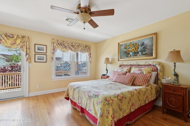 73 Clark Ave, Ocean Grove, NJ 07756 - bedroom with access to exterior, wood finished floors, and a ceiling fan