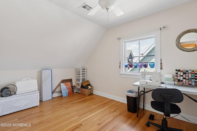 73 Clark Ave, Ocean Grove, NJ 07756 - office featuring light wood-style flooring, lofted ceiling, and ceiling fan