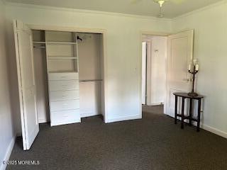 26 Pinckney Rd Unit C, Red Bank, NJ 07701 - unfurnished bedroom with carpet, ornamental molding, and a closet