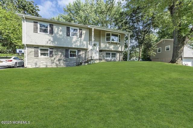 123 Susan Dr, Jackson, NJ 08527 - raised ranch with a front lawn and stone siding