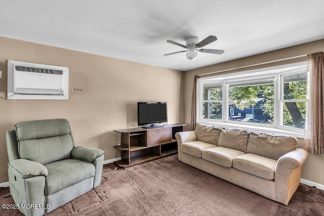123 Susan Dr, Jackson, NJ 08527 - living room with carpet flooring, a ceiling fan, and a wall mounted AC