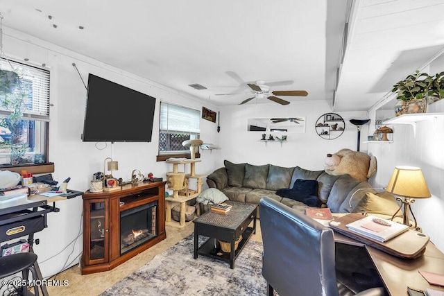 123 Susan Dr, Jackson, NJ 08527 - living room featuring a ceiling fan and carpet