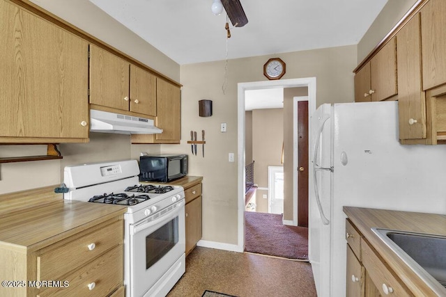 123 Susan Dr, Jackson, NJ 08527 - kitchen featuring white appliances, under cabinet range hood, and light countertops