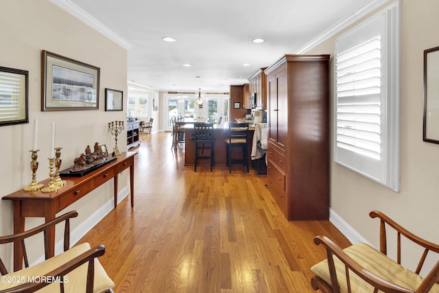 49 Farragut Dr, Brick, NJ 08723 - corridor featuring light wood-style floors, recessed lighting, and crown molding