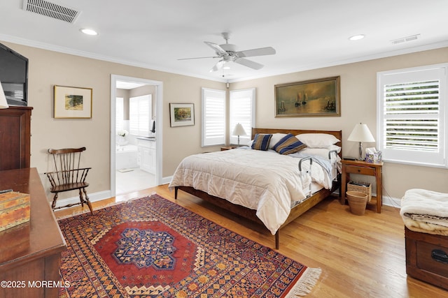 49 Farragut Dr, Brick, NJ 08723 - bedroom with multiple windows, ornamental molding, light wood-type flooring, recessed lighting, and ensuite bathroom