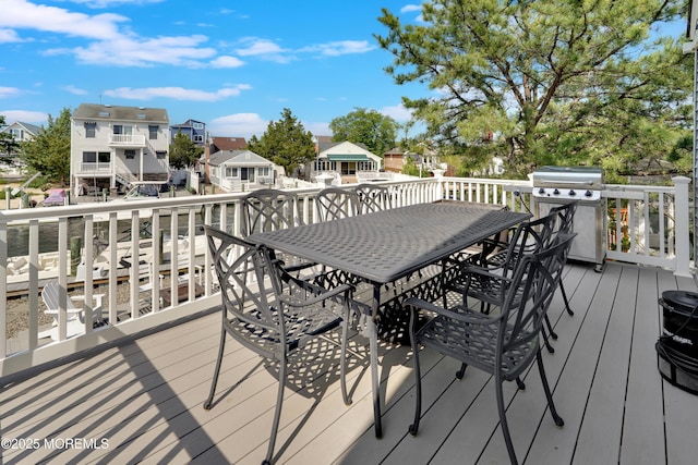 49 Farragut Dr, Brick, NJ 08723 - wooden deck featuring a residential view, outdoor dining area, and a grill