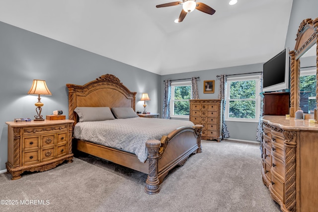 3 Algonquin Ct, Freehold, NJ 07728 - bedroom with lofted ceiling, light colored carpet, a ceiling fan, and recessed lighting