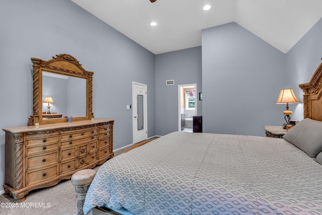 3 Algonquin Ct, Freehold, NJ 07728 - bedroom featuring high vaulted ceiling, recessed lighting, and light carpet