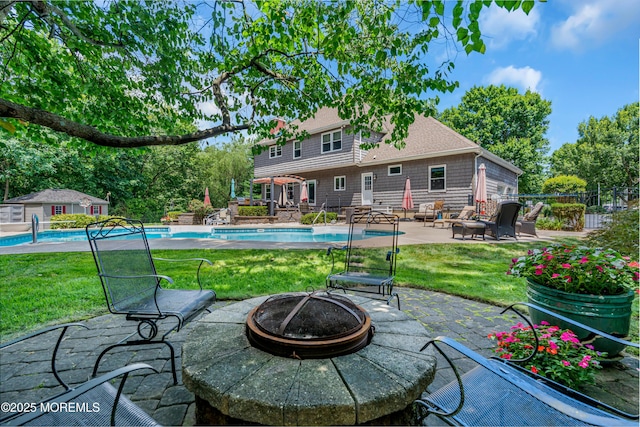 3 Algonquin Ct, Freehold, NJ 07728 - view of patio / terrace featuring an outdoor fire pit and an outdoor pool