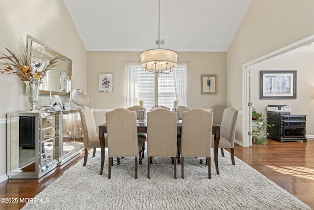 78 Honeysuckle Dr, Manahawkin, NJ 08050 - dining area with vaulted ceiling, a chandelier, and wood finished floors