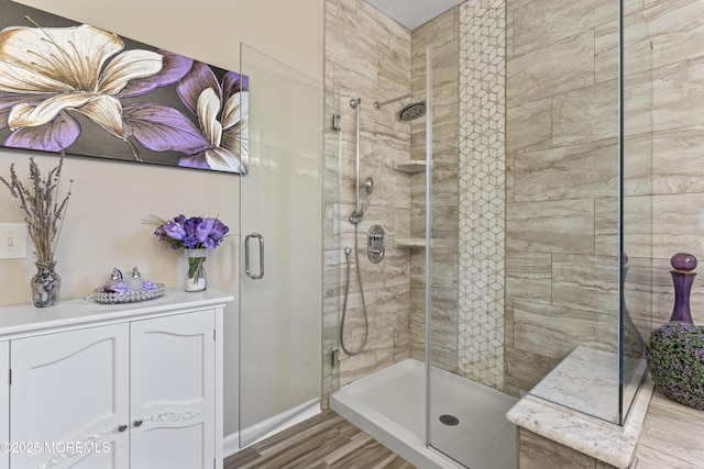 78 Honeysuckle Dr, Manahawkin, NJ 08050 - full bathroom featuring a shower stall and wood finished floors