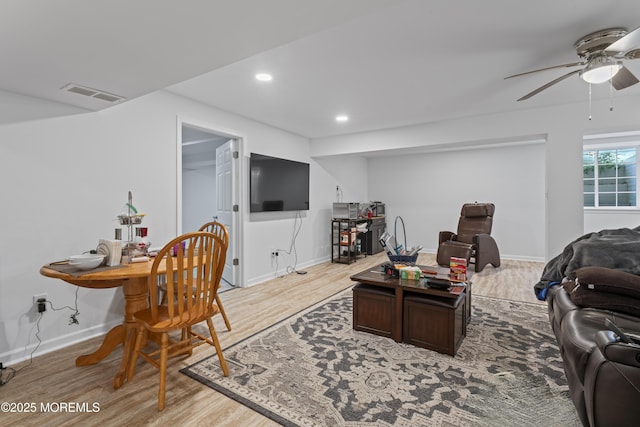78 Honeysuckle Dr, Manahawkin, NJ 08050 - living area featuring light wood-type flooring, ceiling fan, and recessed lighting
