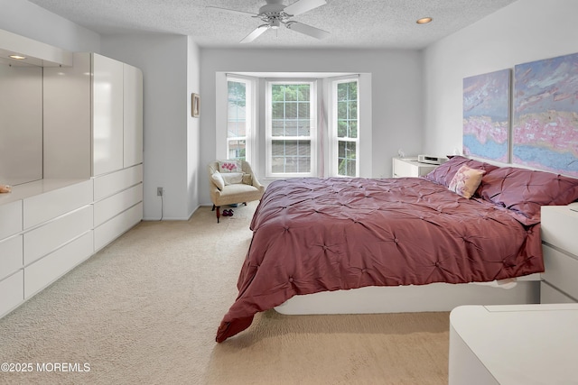 186 Snow Drop Pl, Freehold, NJ 07728 - bedroom featuring carpet flooring, a textured ceiling, ceiling fan, and recessed lighting