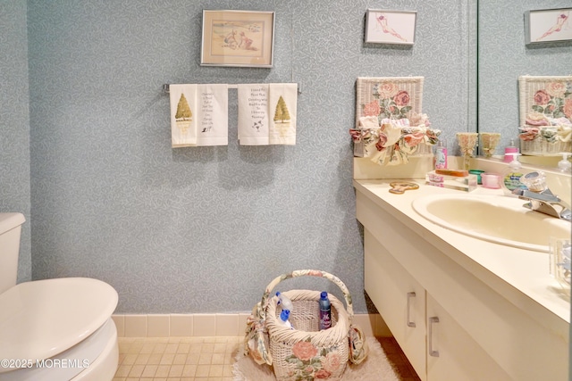 186 Snow Drop Pl, Freehold, NJ 07728 - half bathroom with vanity and wallpapered walls