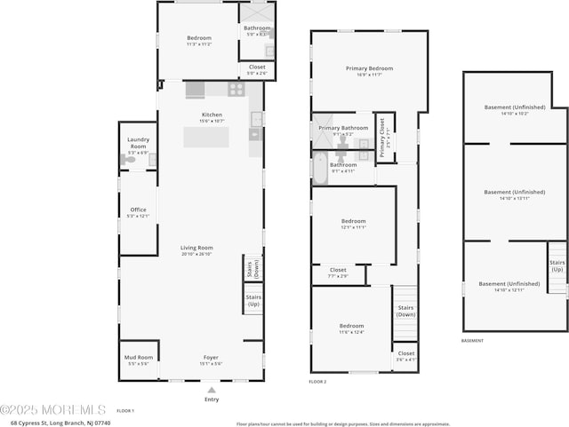 68 Cypress St, Long Branch, NJ 07740 - view of floor plan / room layout