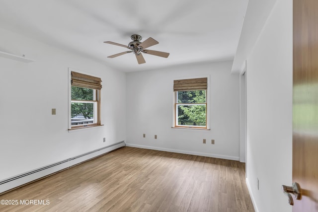 211 Meadow Blvd, Brick, NJ 08723 - empty room with wood finished floors, ceiling fan, and baseboard heating