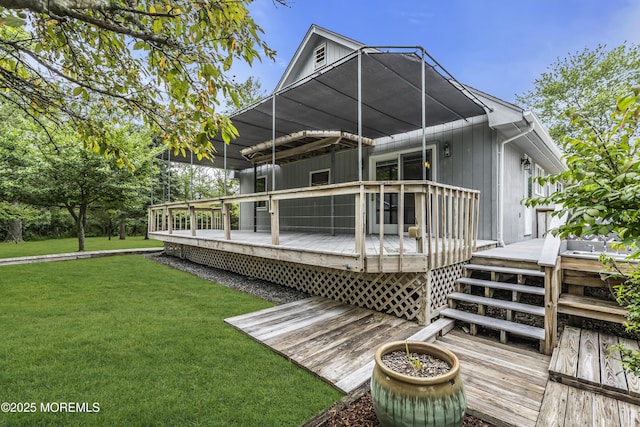 211 Meadow Blvd, Brick, NJ 08723 - rear view of property with a wooden deck and a lawn