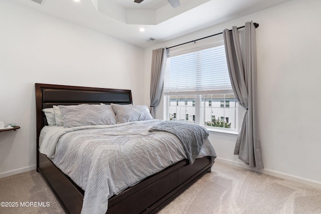 107 Celebration Blvd, Brick, NJ 08723 - bedroom with light colored carpet, recessed lighting, a tray ceiling, and ceiling fan