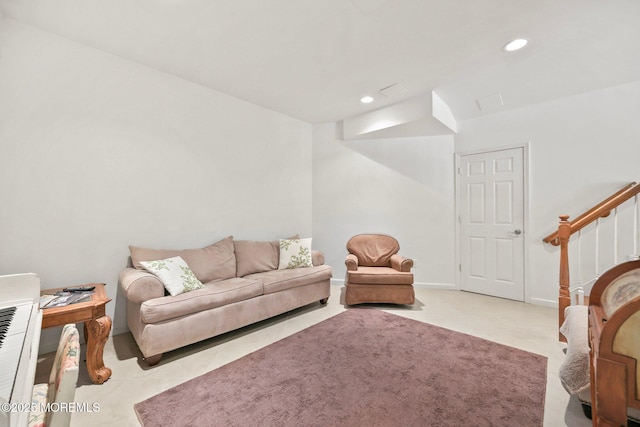 9 Old Cider Mill Rd, Manalapan, NJ 07726 - living room featuring recessed lighting and stairway