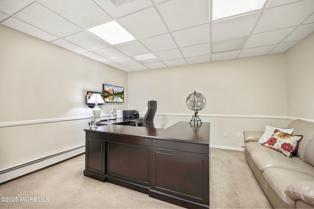 9 Old Cider Mill Rd, Manalapan, NJ 07726 - office space with light colored carpet, a paneled ceiling, and a baseboard heating unit