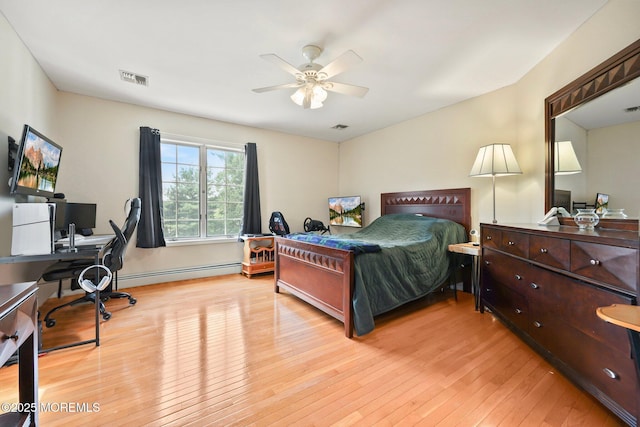 9 Old Cider Mill Rd, Manalapan, NJ 07726 - bedroom featuring wood-type flooring, a desk, baseboard heating, and ceiling fan