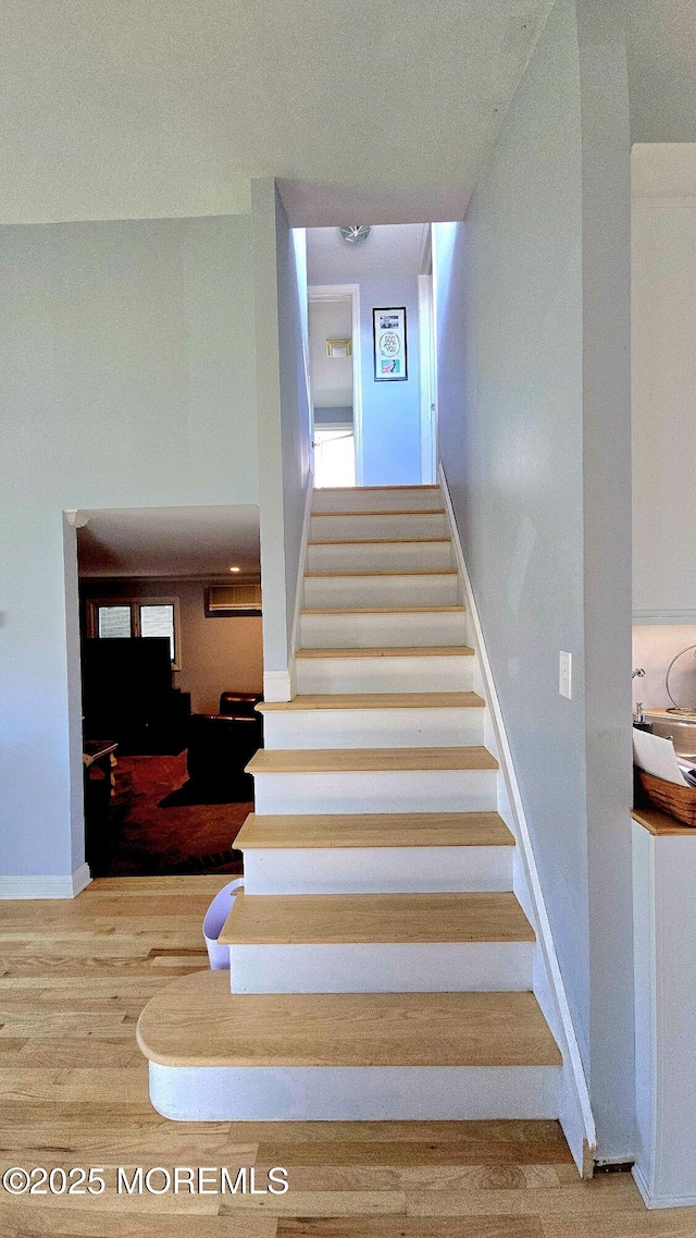 417 Carter Ave, Point Pleasant Beach, NJ 08742 - stairs with wood finished floors and baseboards
