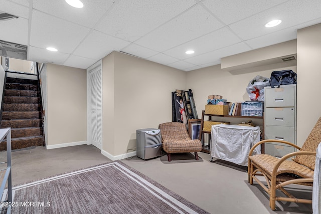 707 Cambridge Rd, Lanoka Harbor, NJ 08734 - finished below grade area featuring stairway, recessed lighting, and a paneled ceiling