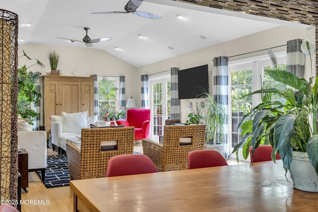 707 Cambridge Rd, Lanoka Harbor, NJ 08734 - living area featuring ceiling fan, plenty of natural light, wood finished floors, french doors, and lofted ceiling