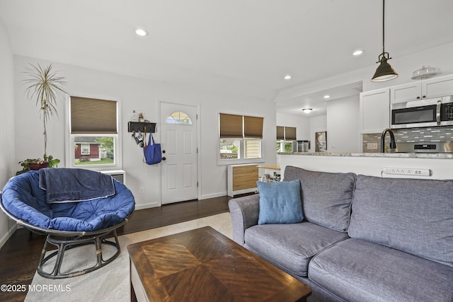 908 S Concourse, Keyport, NJ 07735 - living area featuring wood finished floors and recessed lighting